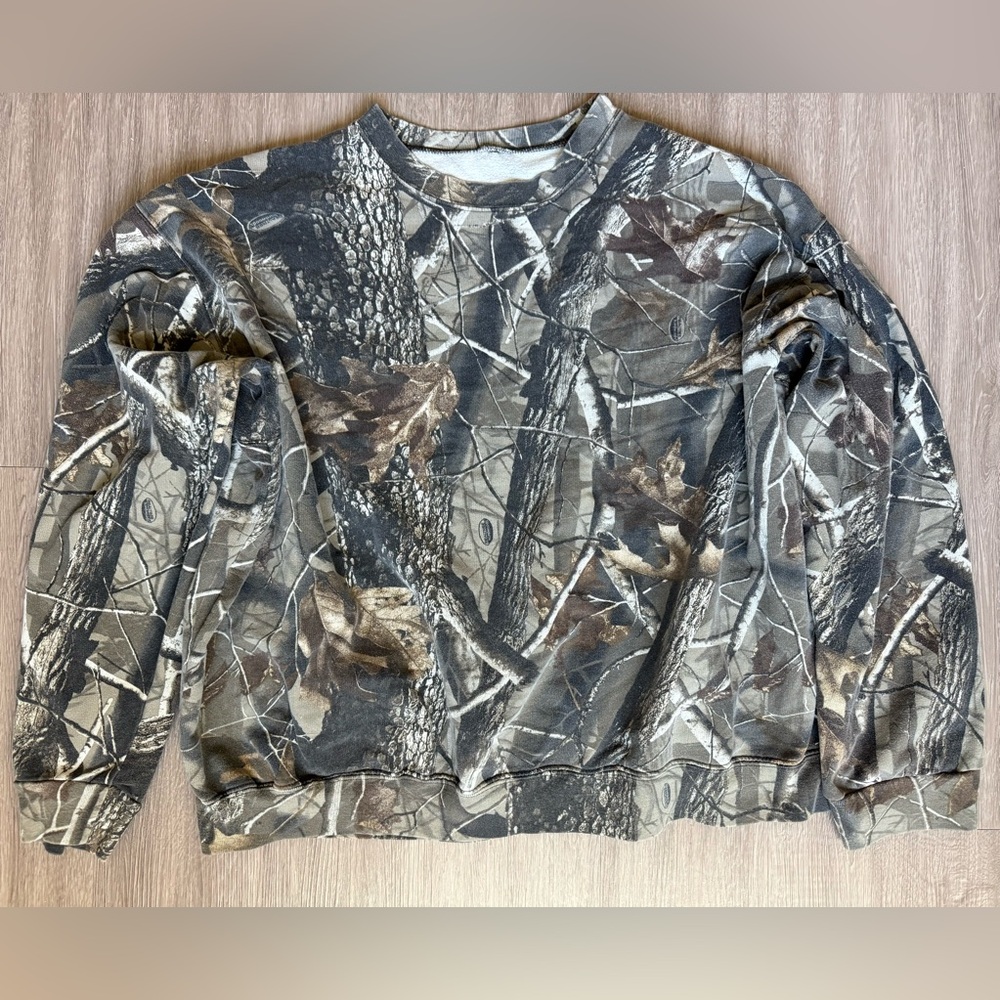 Vintage Realtree Jerzees Camo Sweatshirt Mens XXL Hardwoods Hunting Crewneck 90s
